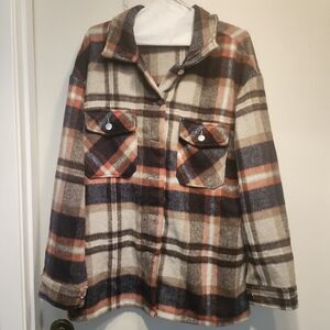 Plaid Women's Jacket in Brown and Blue